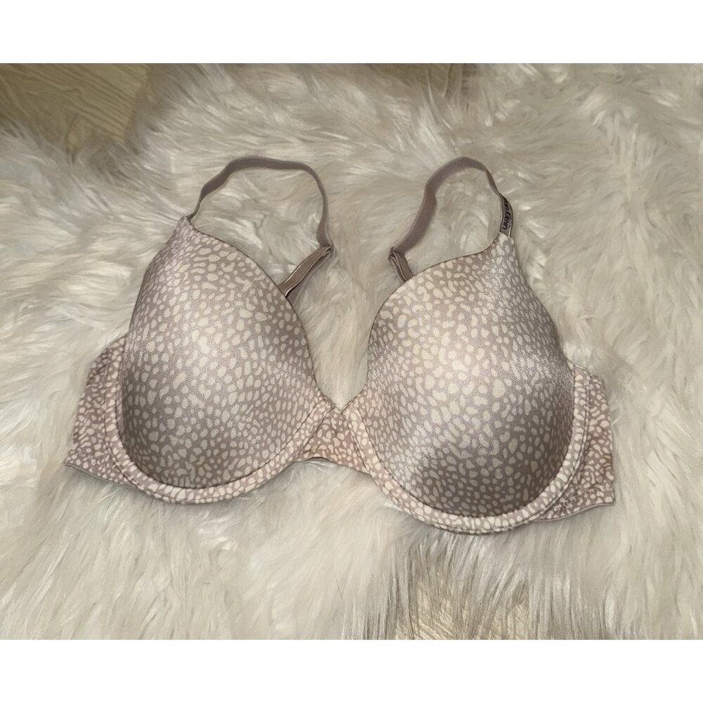 Calvin Klein T-Shirt Bra Lightly Lined Underwire Printed Womens 34C Gray QP1037